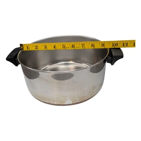 Revere Ware 4.5 Qt Metal Pot Silver Steel Double Handle Sauce Pan 9.5" Diameter - Picture 7 of 9